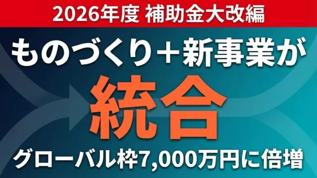 【2026年速報】ものづくり×新事業進出補助金 統合｜グローバル枠の変更点