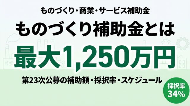 【2026年】ものづくり補助金とは？第23次公募の補助額・採択率・申請スケジュールを解説