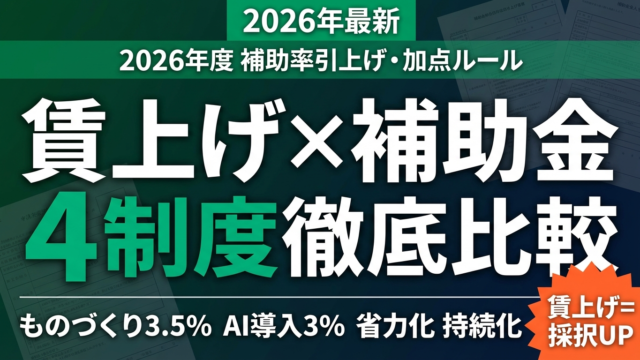 【2026年度】賃上げと補助金の関係｜4制度の加点・補助率引上げルール比較