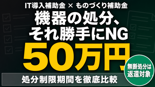 補助金で買った機器の処分制限｜IT導入・ものづくり補助金を比較【2026】