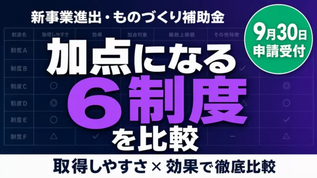 新事業進出・ものづくり補助金｜加点6制度を比較【9月受付開始】