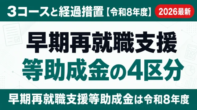 早期再就職支援等助成金の4区分｜3コースと経過措置【令和8年度】