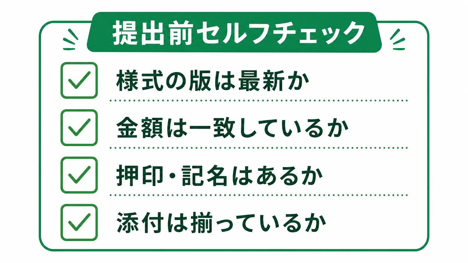 提出前セルフチェック4項目の図解