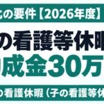 子の看護等休暇の助成金30万円｜有給化の要件【2026年度】