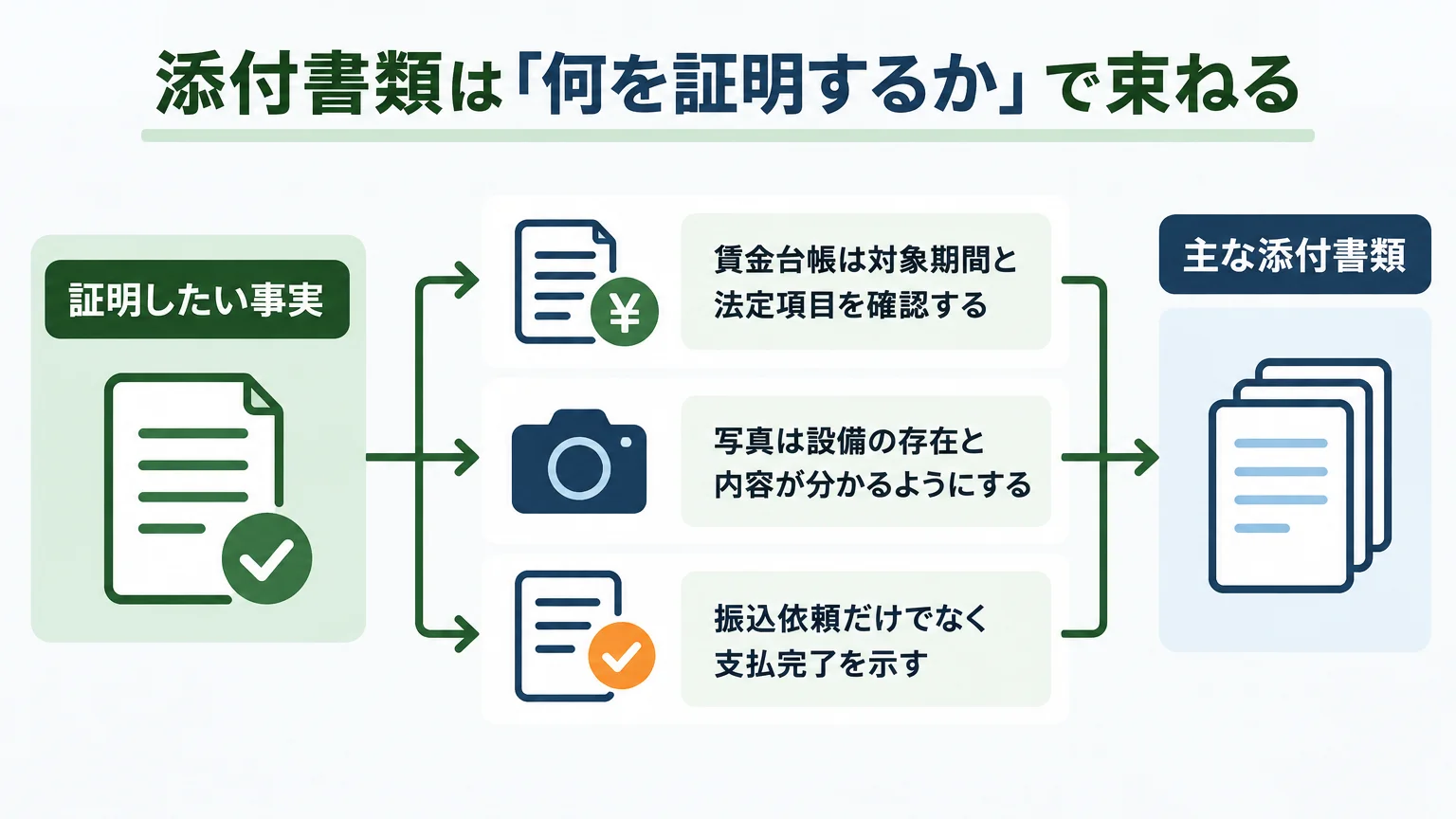 添付書類は「何を証明するか」で束ねる