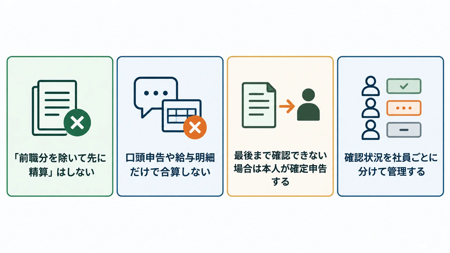 書類を確認できるまでは、その人の年末調整を見合わせる